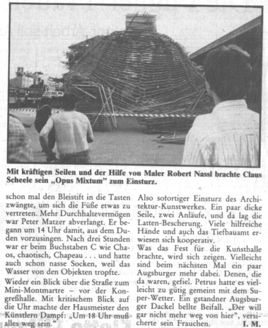 OPUS MIXTUM 1988 Augsburg Presse Schwaebische Neue Presse 20.5.1988
